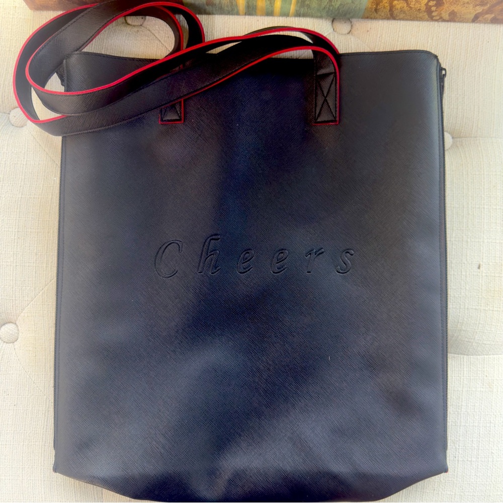 Crabtree & Evelyn London Black & Red Large Tote. Extending Side Zip! NWOT!